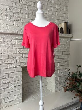 Tribal-NWT-Melon Short Sleeve Ruffle Tee Size Large